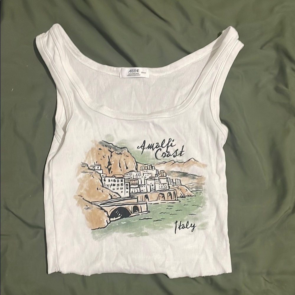 Aerie White Italy Graphic Tank Top